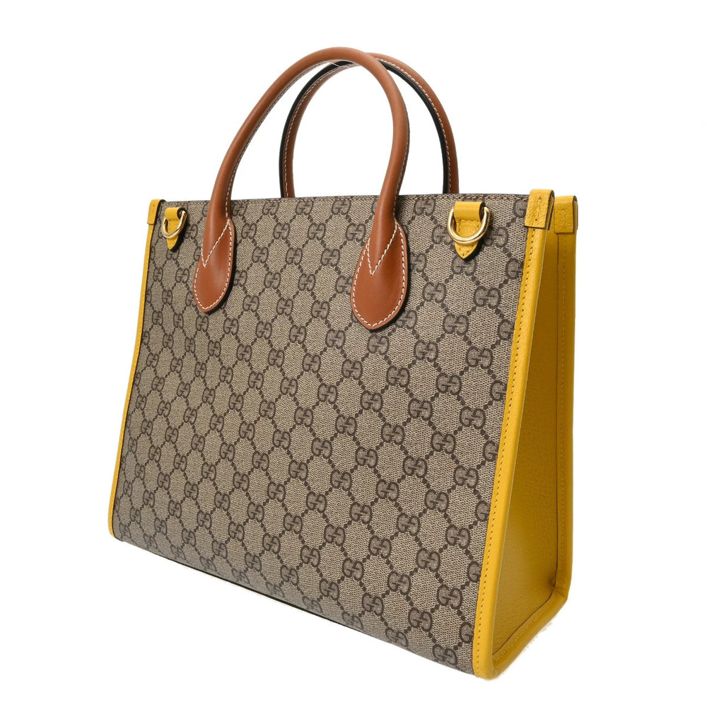 Gucci Leather Supreme Beige GG Tote Yellow Bag Handbag
